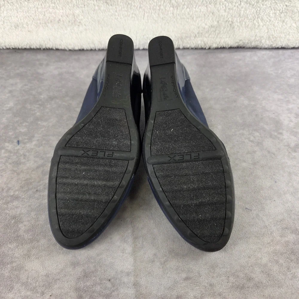 LifeStride Soft System Navy Blue Patent Wedge Pumps Shoes Womens 7M S2163